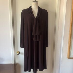 CHANEL Long Sleeve Brown Dress